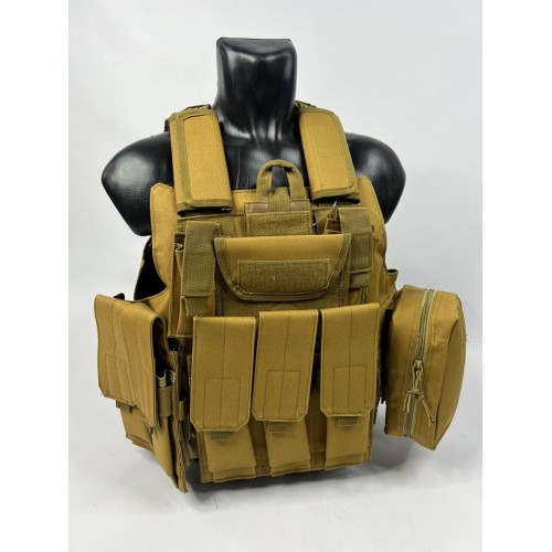 Тактический разгрузочный жилет «5 / пять карманов» с подсумками Tactical Molle Plate Carrier для съемных бронепластин в Одинцово