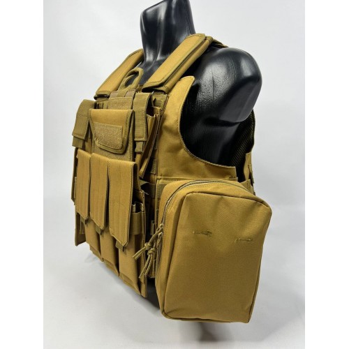 Тактический разгрузочный жилет «5 / пять карманов» с подсумками Tactical Molle Plate Carrier для съемных бронепластин в Одинцово